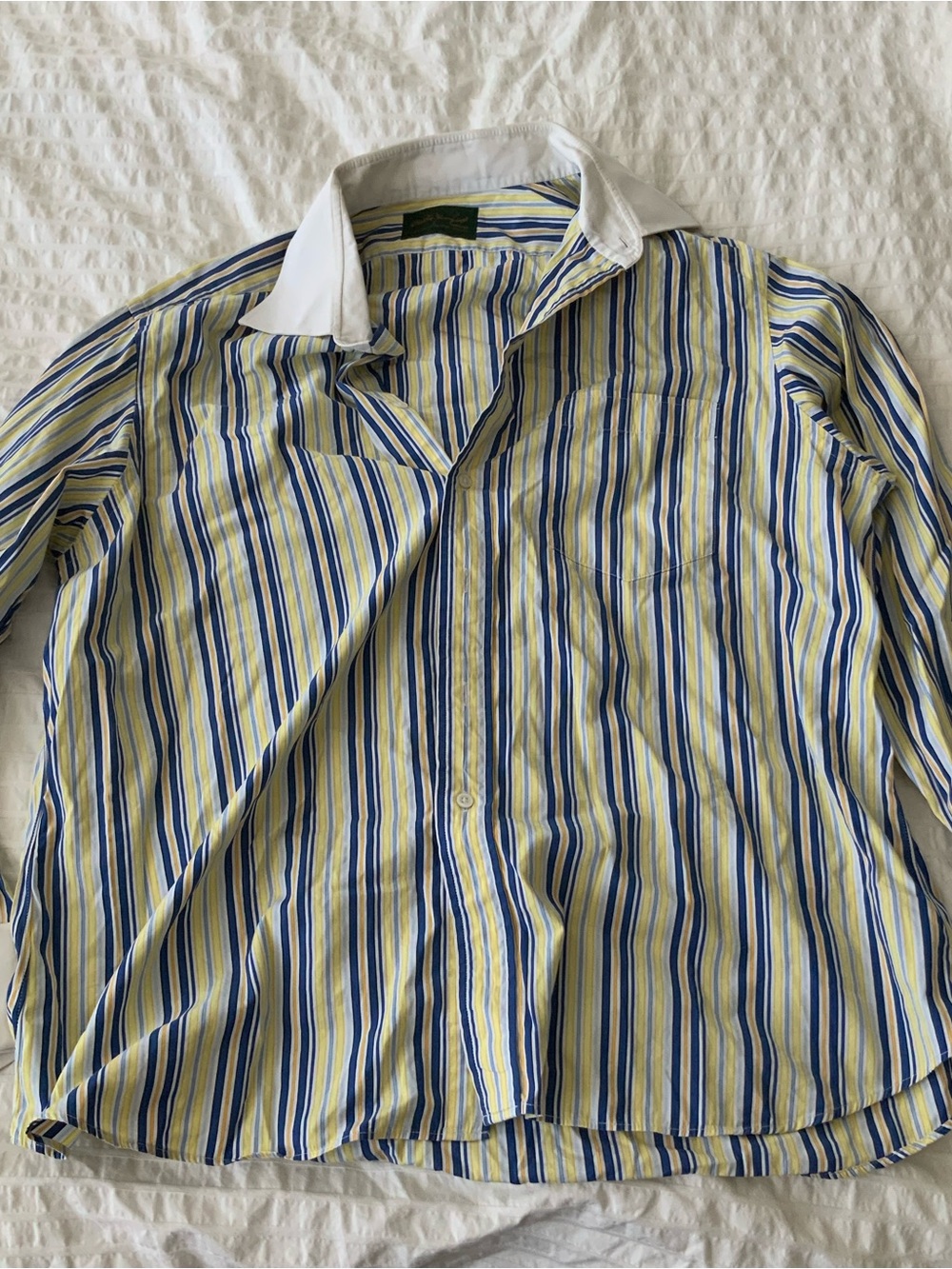 Martin + Osa Blue, Yellow & White Striped Button-Down Shirt